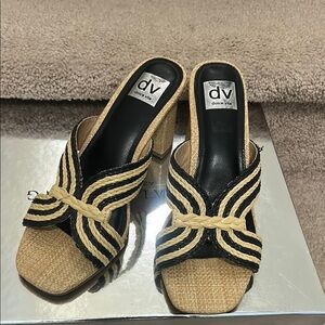 Dolce Vita Black and Tan Mules with Elegant Bow Design